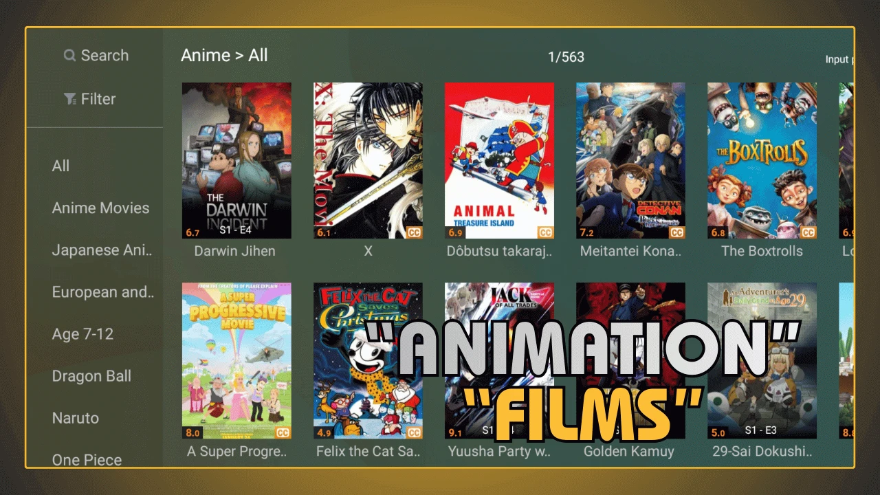 Filmes de animação no YouCine APK