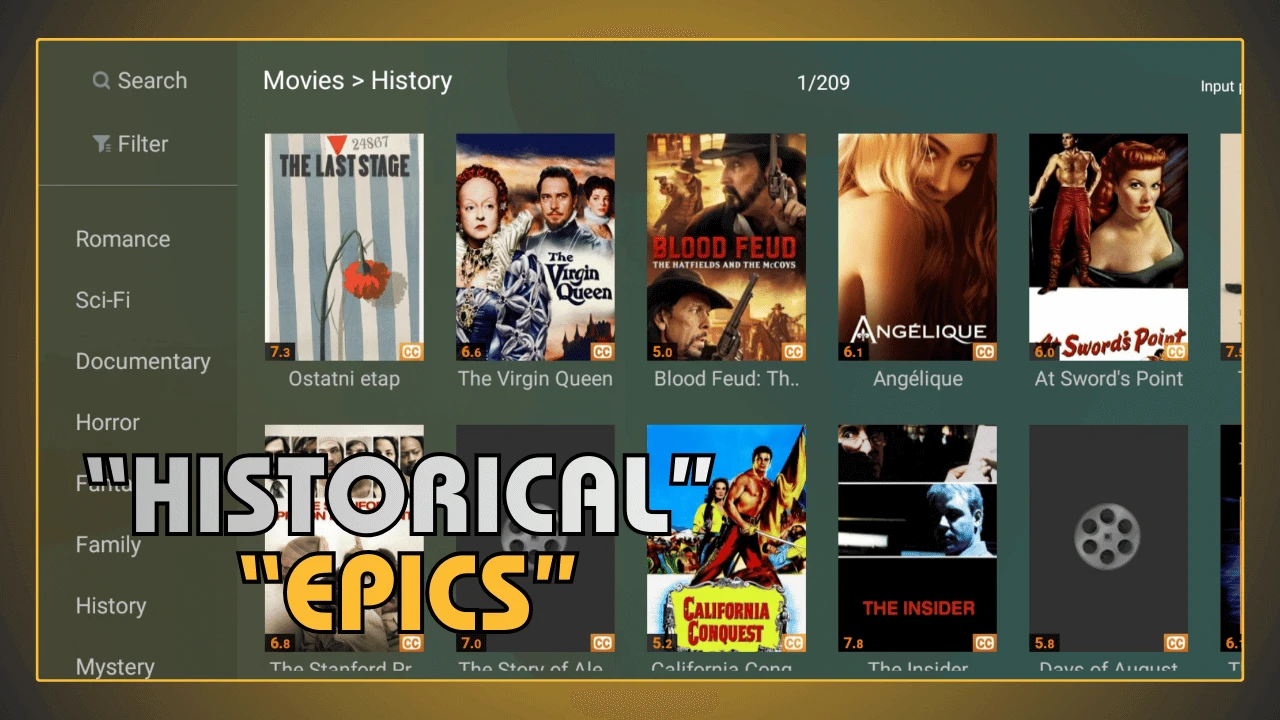 Épicos históricos no YouCine APK