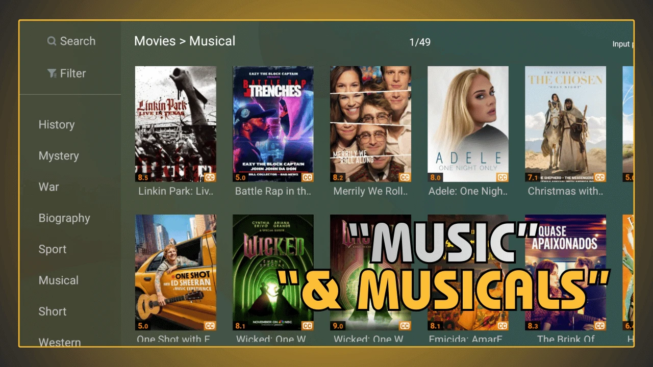 Musicais no YouCine APK