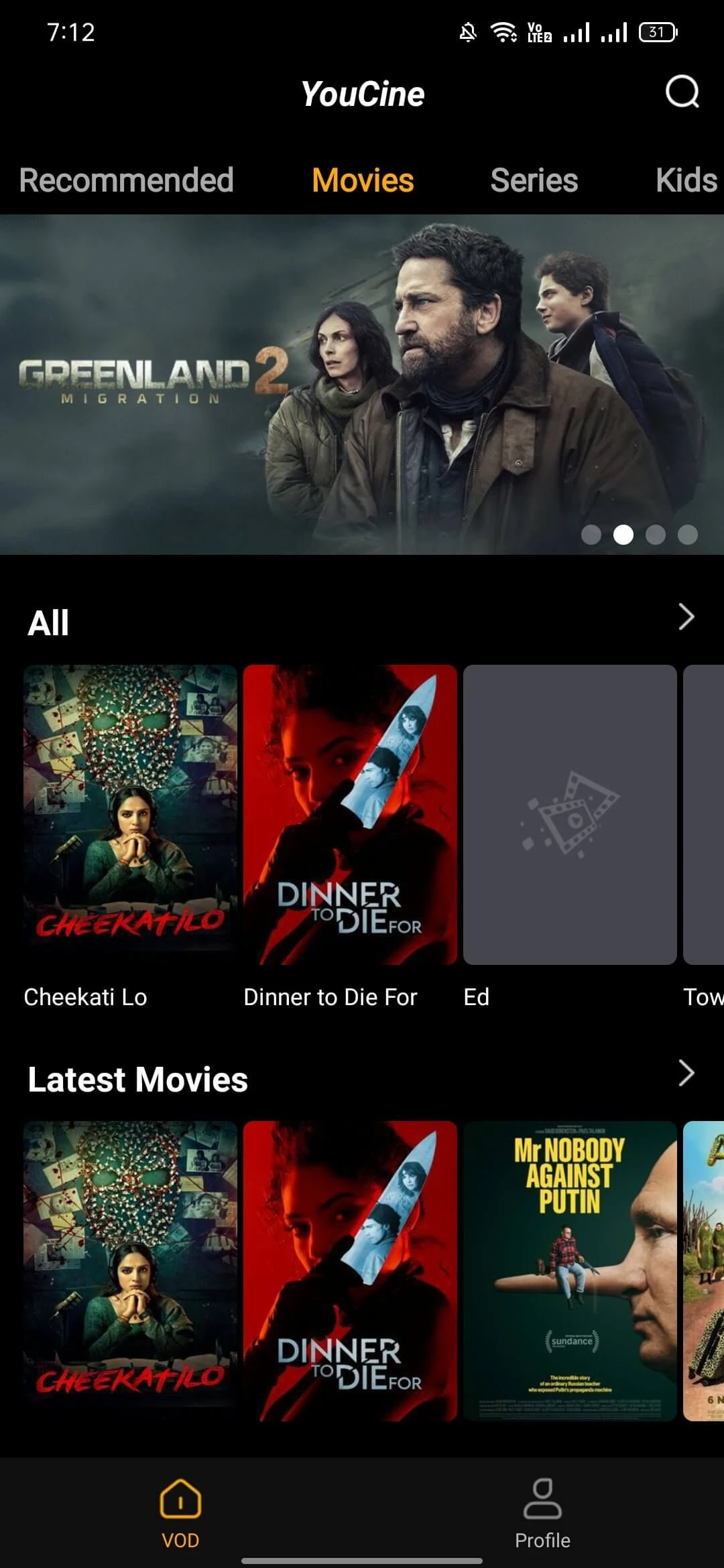 YouCine filmes em destaque