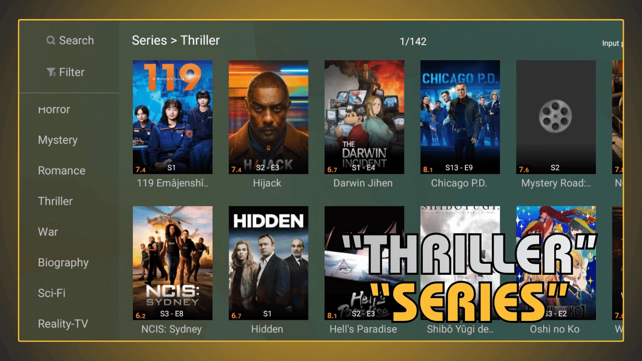 Séries thriller no YouCine APK